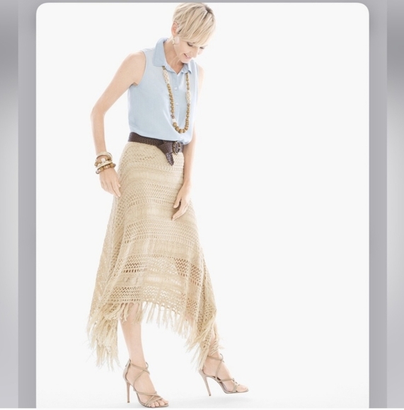 Chico's Tan Asymmetrical High-Low Maxi Skirt Resort Wear - Picture 9 of 9